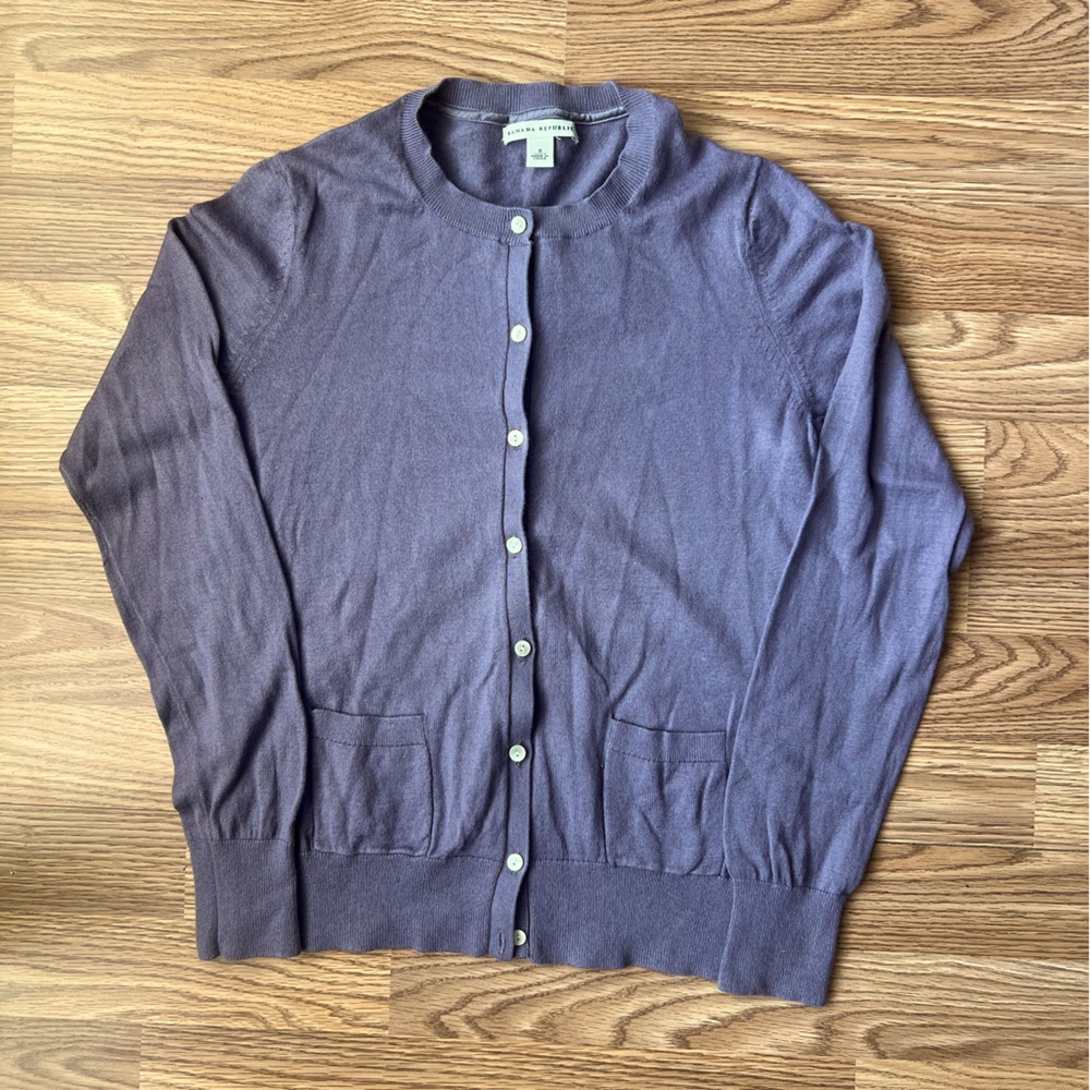 Banana Republic Cashmere Blend Lilac Purple Cardigan Button Up women’s small